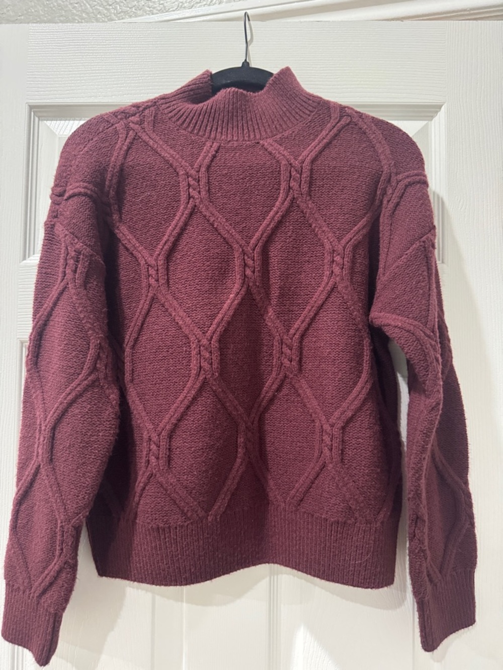 Ann Taylor Burgundy Cable Turtleneck Sweater